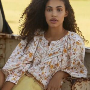 Anthropologie Harmony Lace Peasant Blouse XS